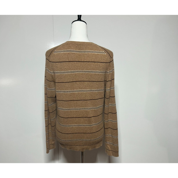 Valerie Stevens Sweater Womens Large‎ Brown Stripe 100% Cashmere Long Sleeve - Picture 3 of 11